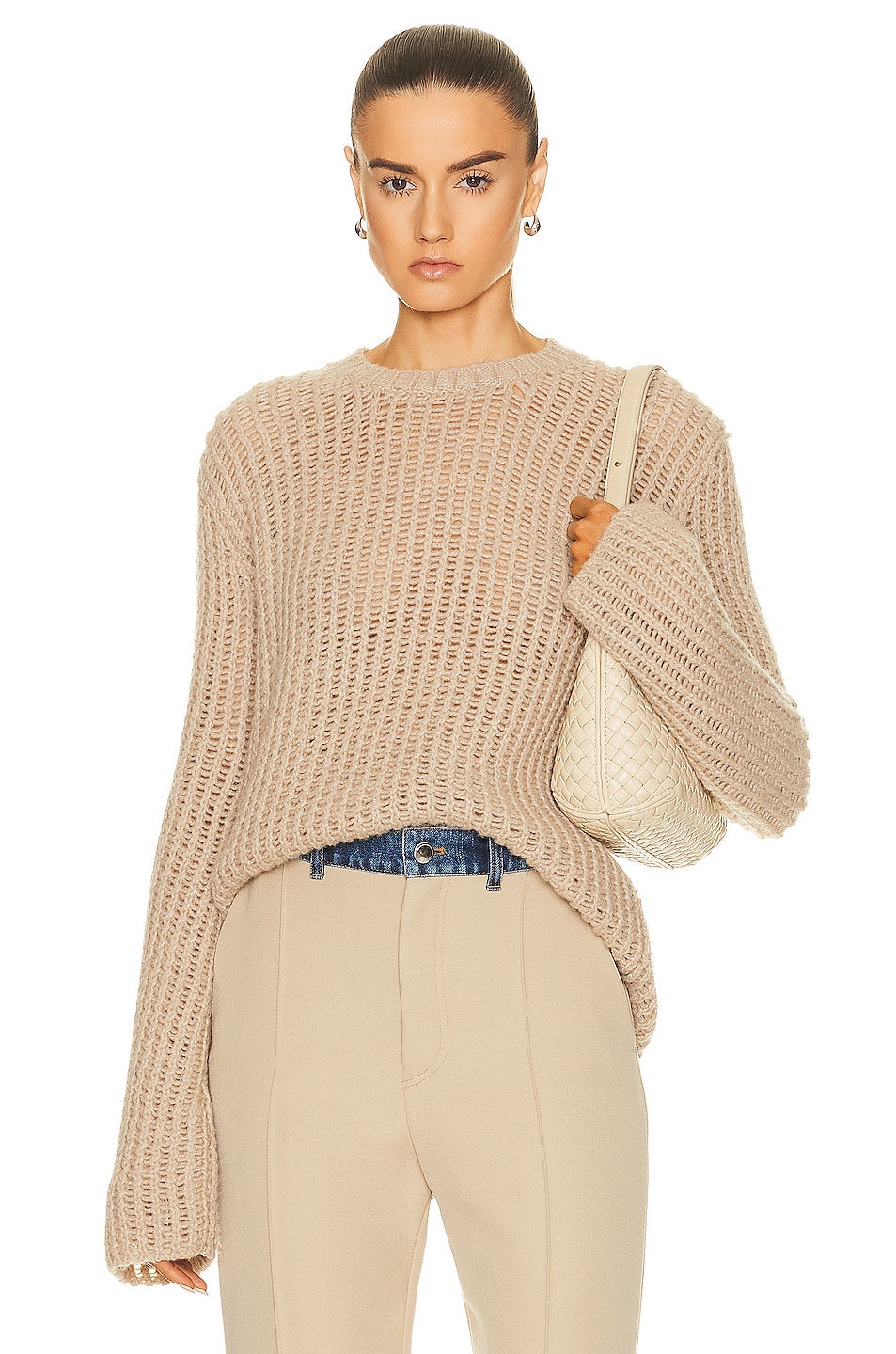 Image 1 of Chloe Knit Long Sleeve Sweater in Desert Beige