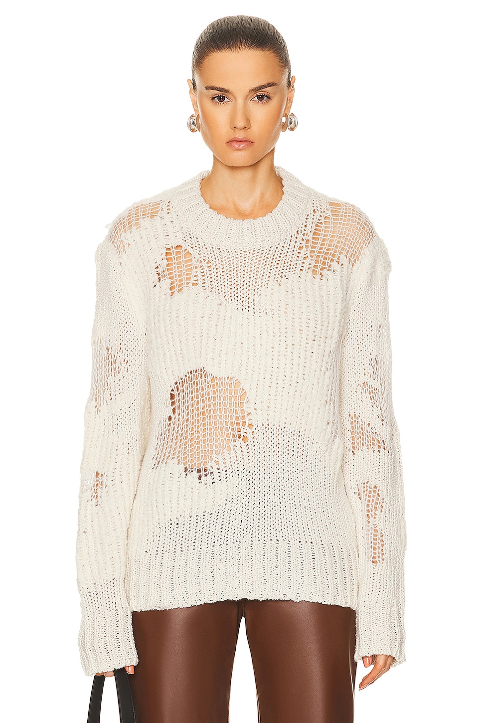 Image 1 of Chloe Distressed Sweater in Iconic Milk