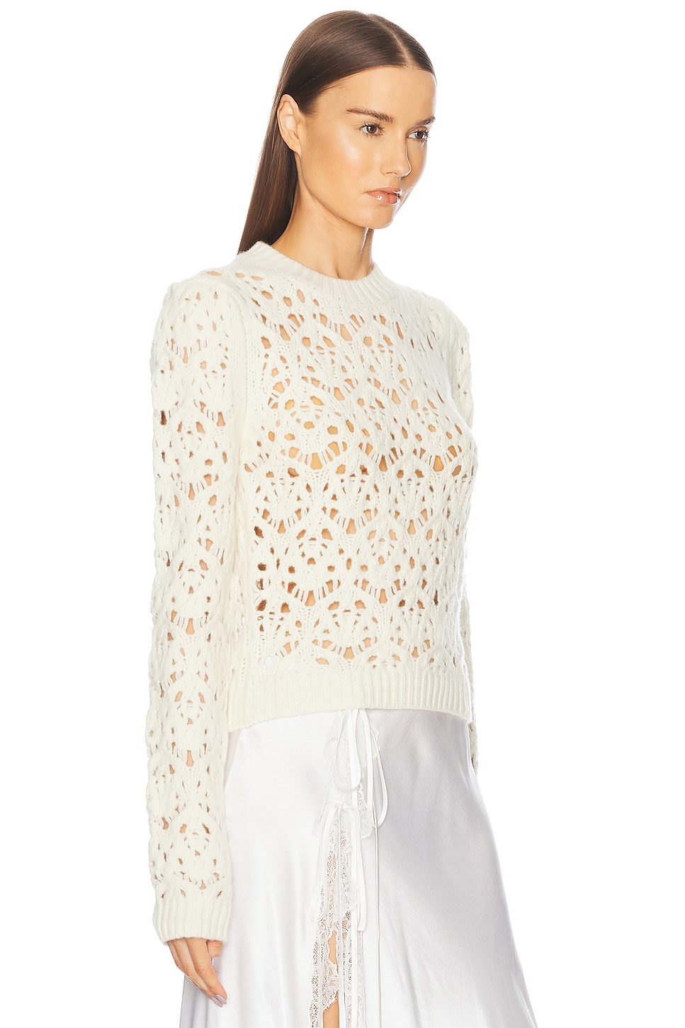 Shop Chloé Chunky Pointelle Knit Sweater In Iconic Milk