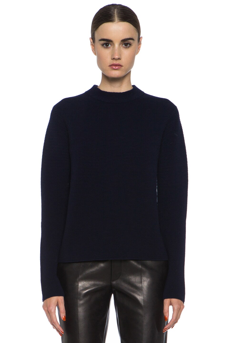 Image 1 of Chloe Wool Sweater with Back Zip in Navy