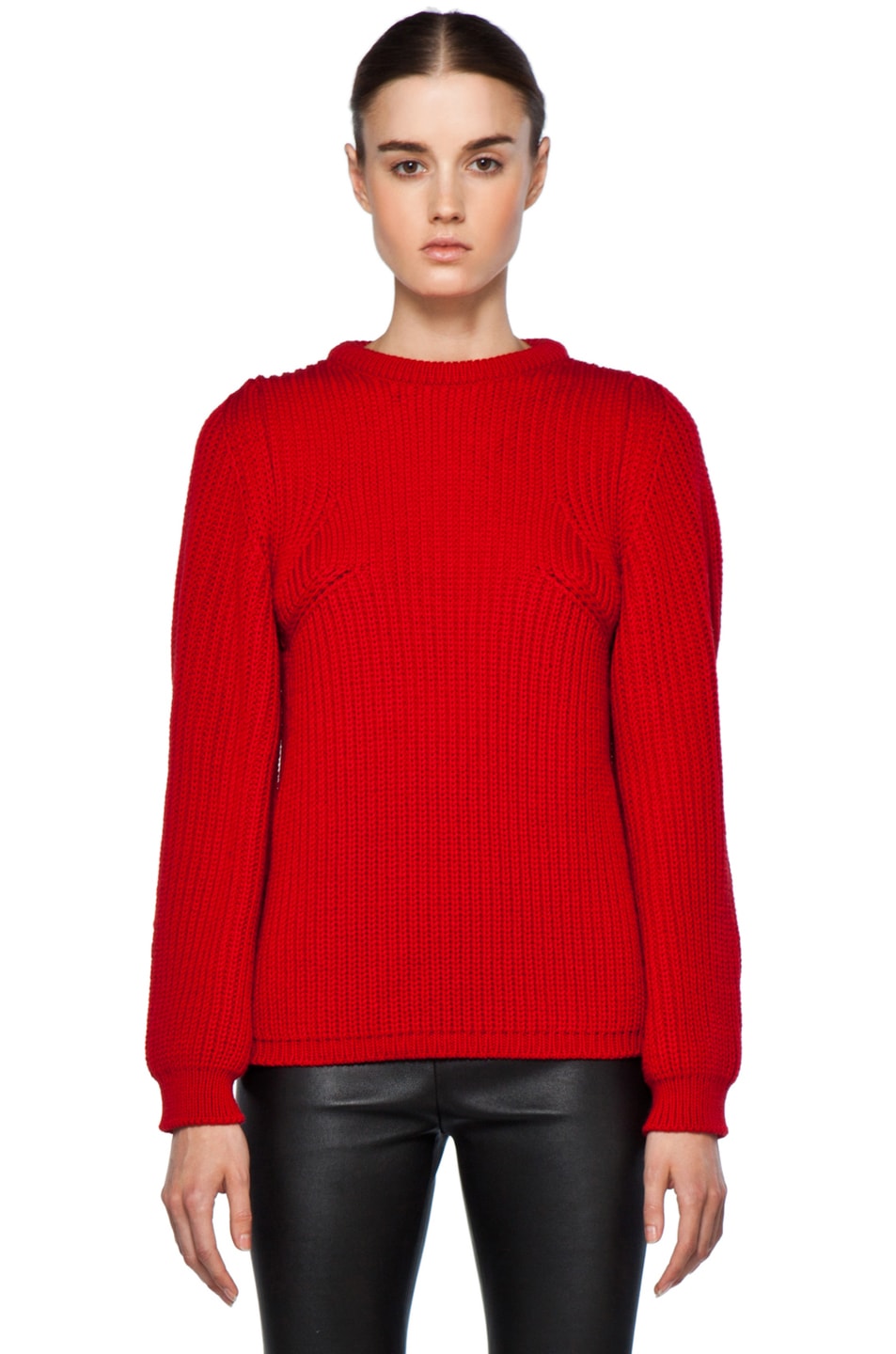 Image 1 of Chloe Ribbed Pullover in Red
