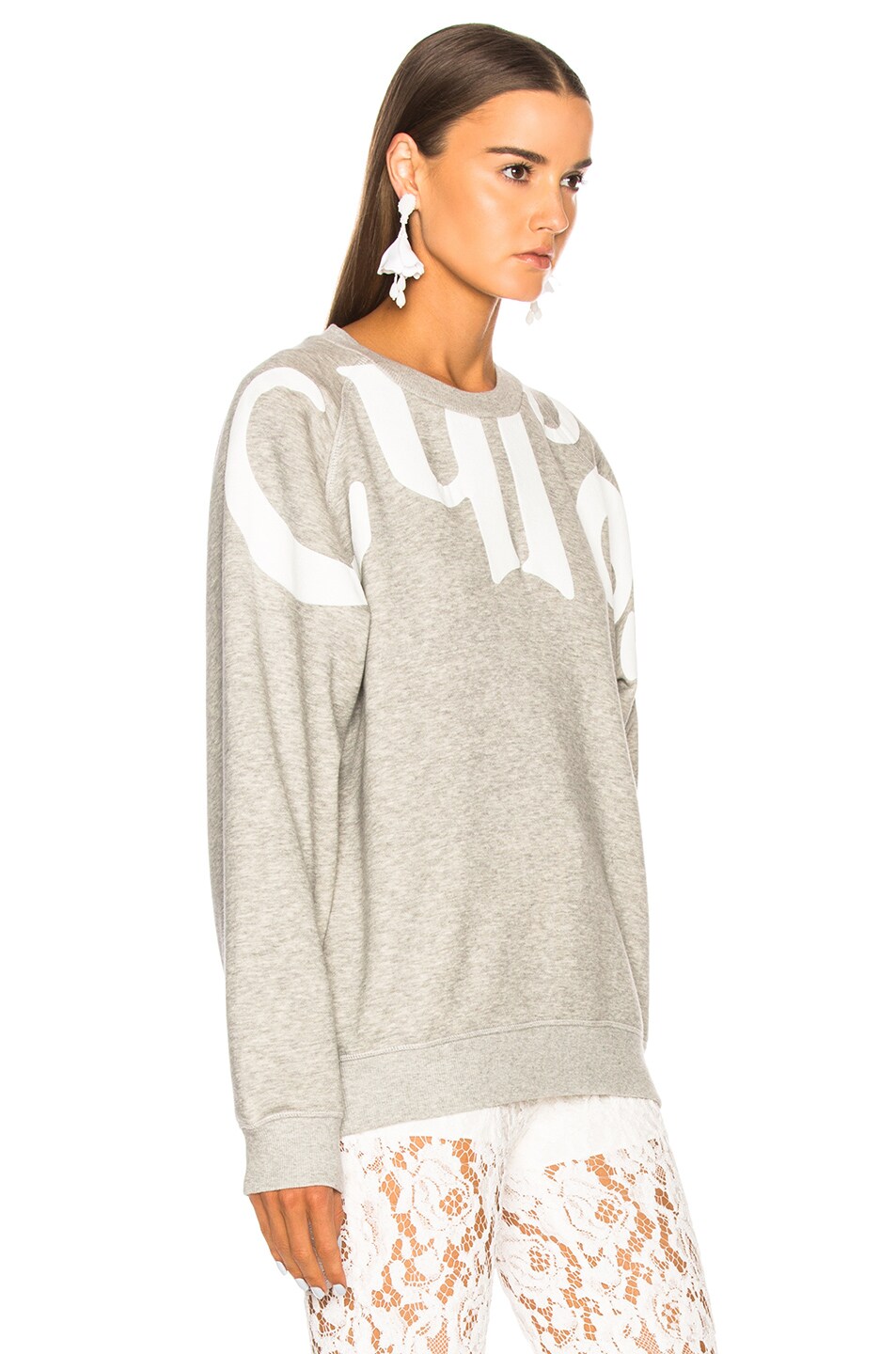 Chloe Cotton Fleece Graphic Sweatshirt in Cozy Grey | FWRD
