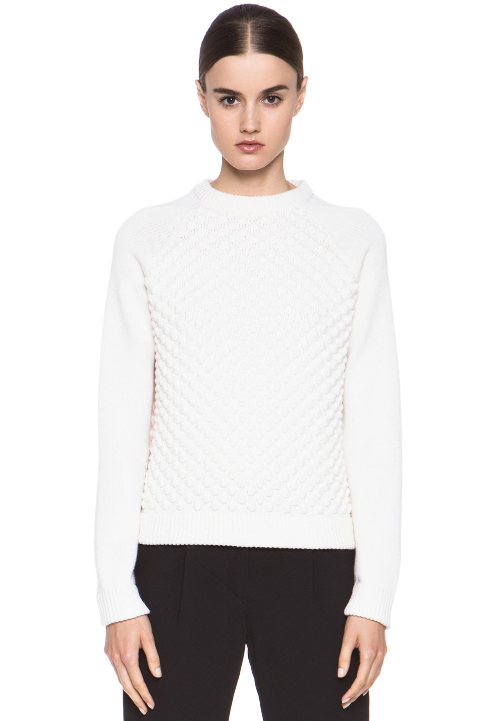 Image 1 of Chloe Bubble Knit Wool Pullover Sweater in Cream