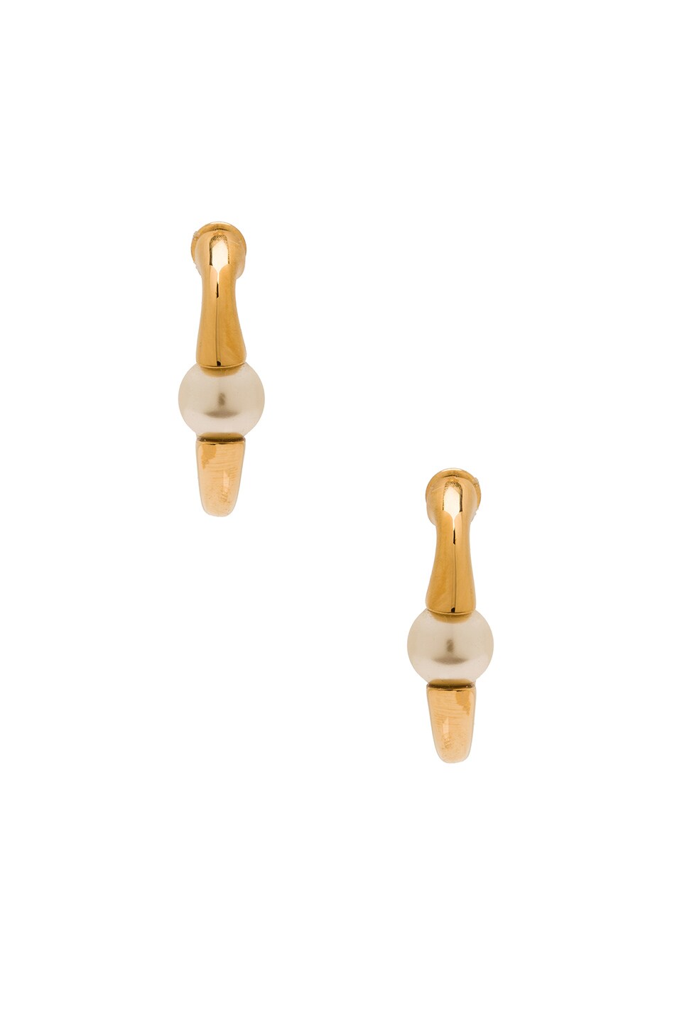 Image 1 of Chloe Darcey Round Pierced Small Hoop Earrings in Brass & Pearl