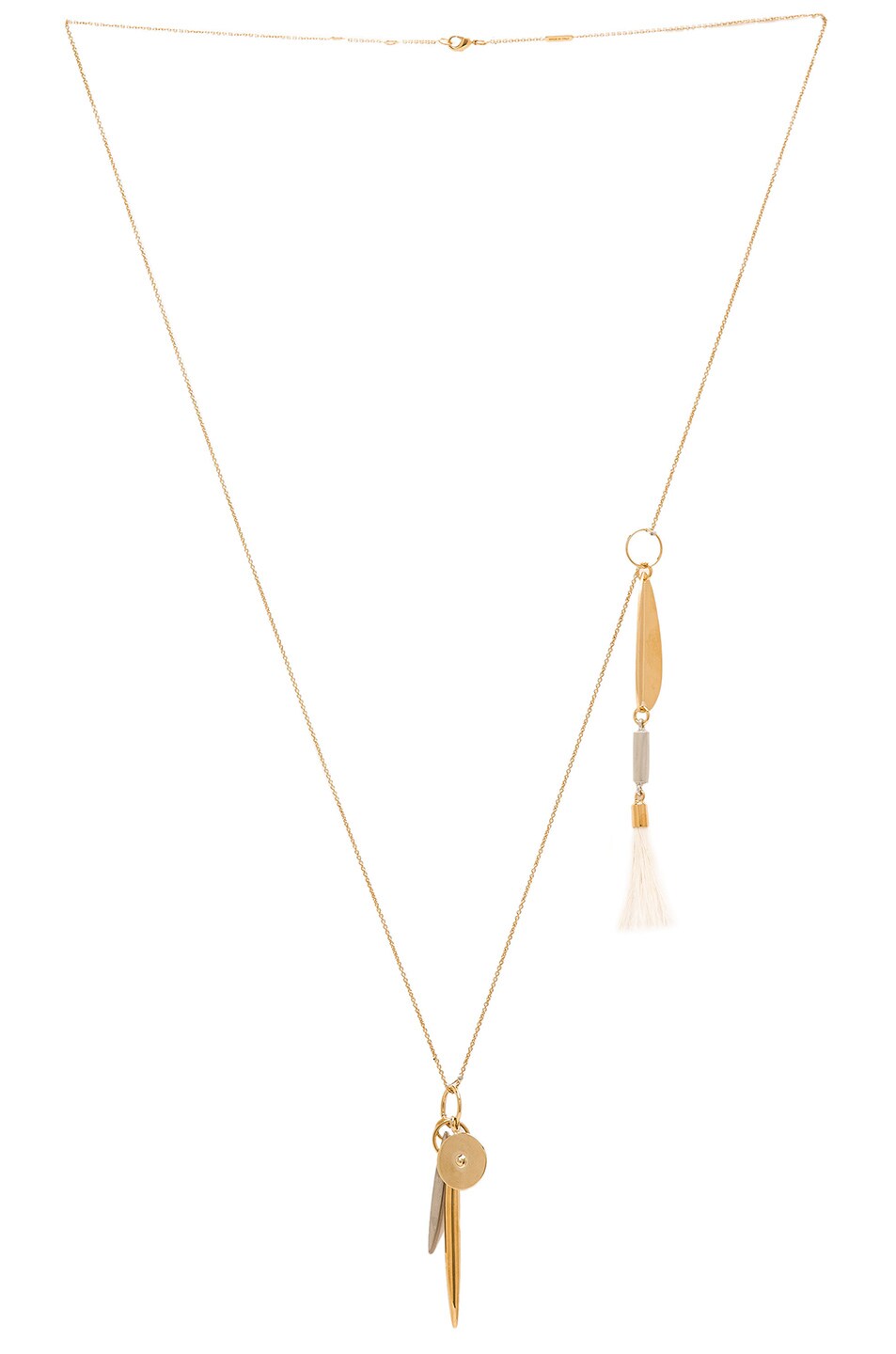Image 1 of Chloe Harlow Brass & Ostrich Pendant Necklace in Natural