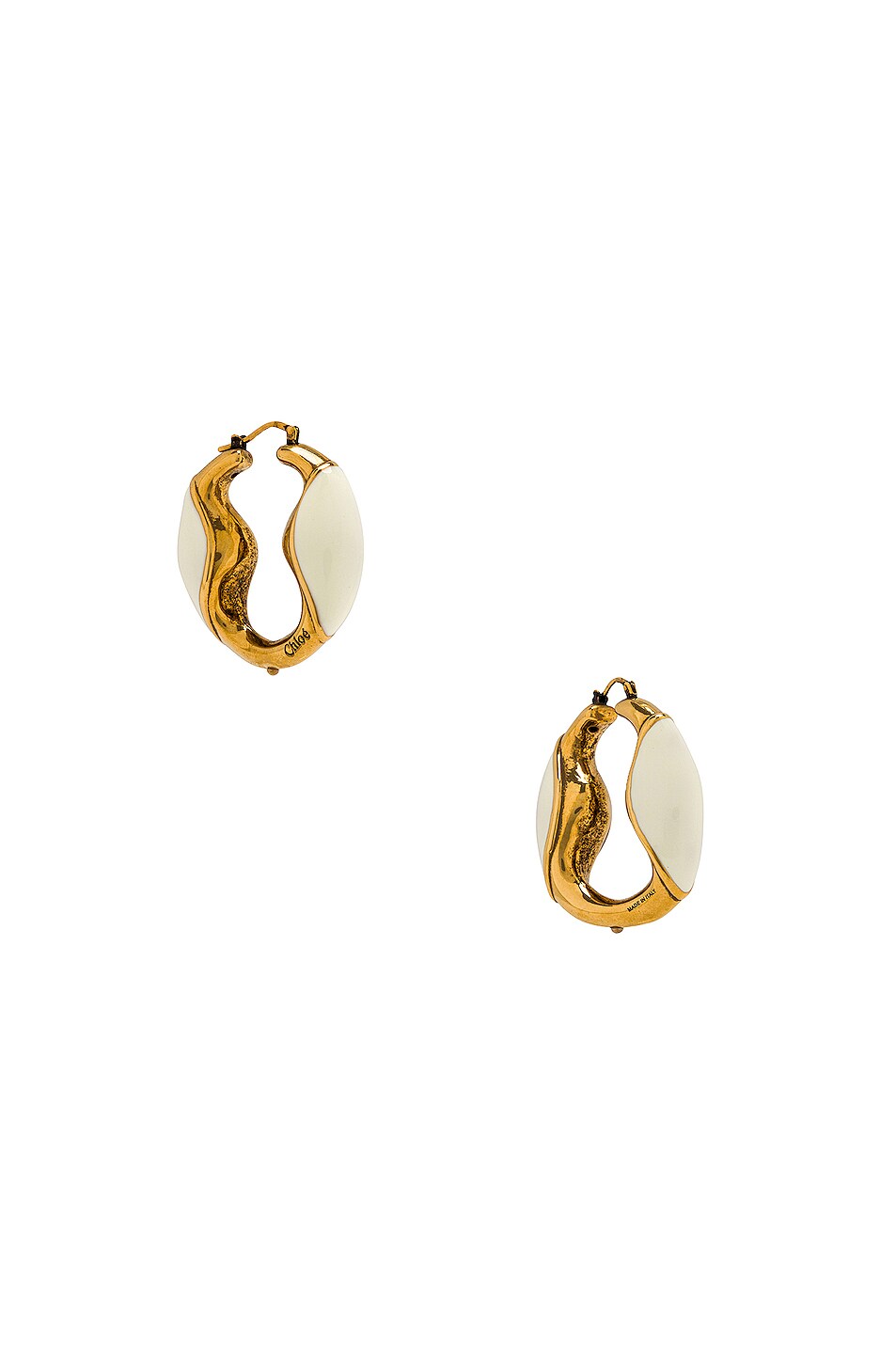 Image 1 of Chloe Brass and Lacquer Earrings in White Powder