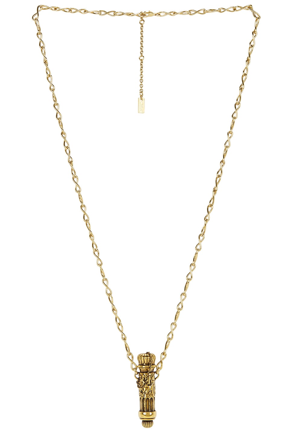 Image 1 of Chloe Long Pendant Necklace in Vintage Gold