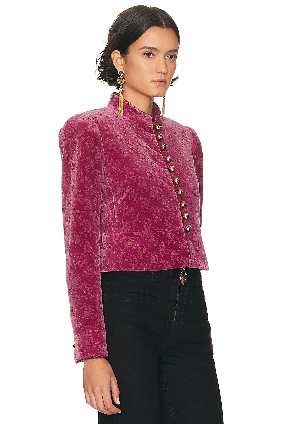 Chloé Chloe Embroidered-jacquard Velvet Jacket In Pink