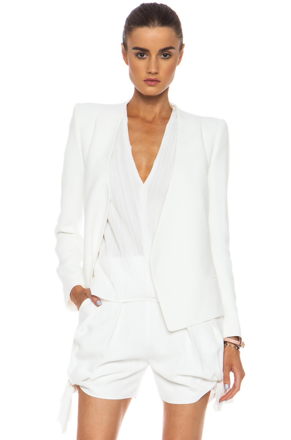 Image 1 of Chloe Crepe Sable Tailored Jacket in Marble White