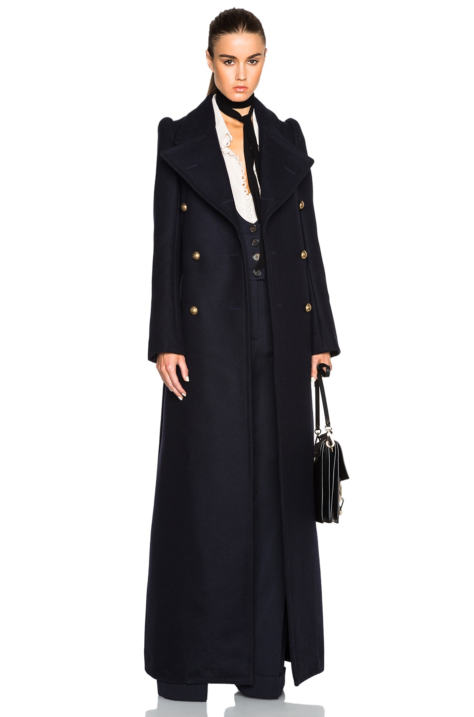 Image 1 of Chloe Compact Felted Wool Coat in Navy