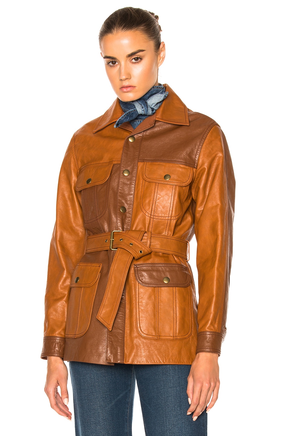 Image 1 of Chloe Nomadic Leather Jacket in Ochre