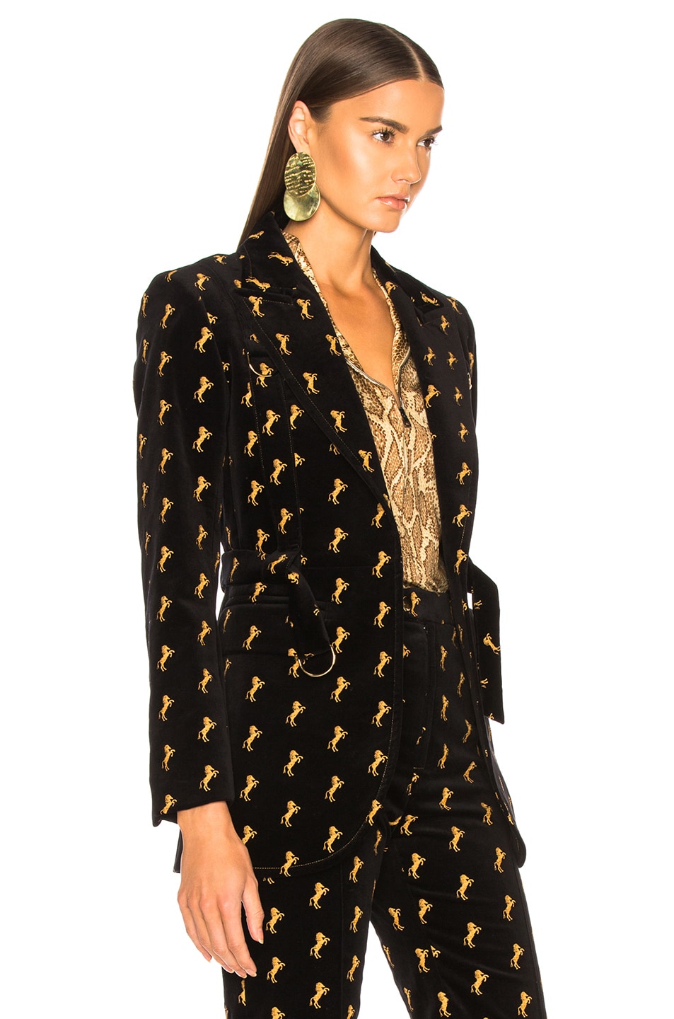 Chloe Horse Embroidered Blazer in Black FWRD