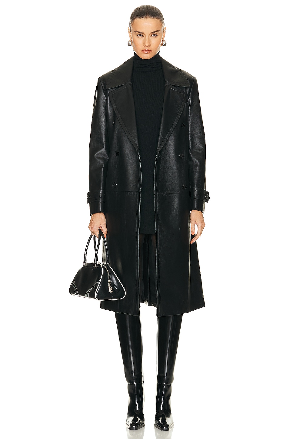 Image 1 of Chloe Leather Coat in Black
