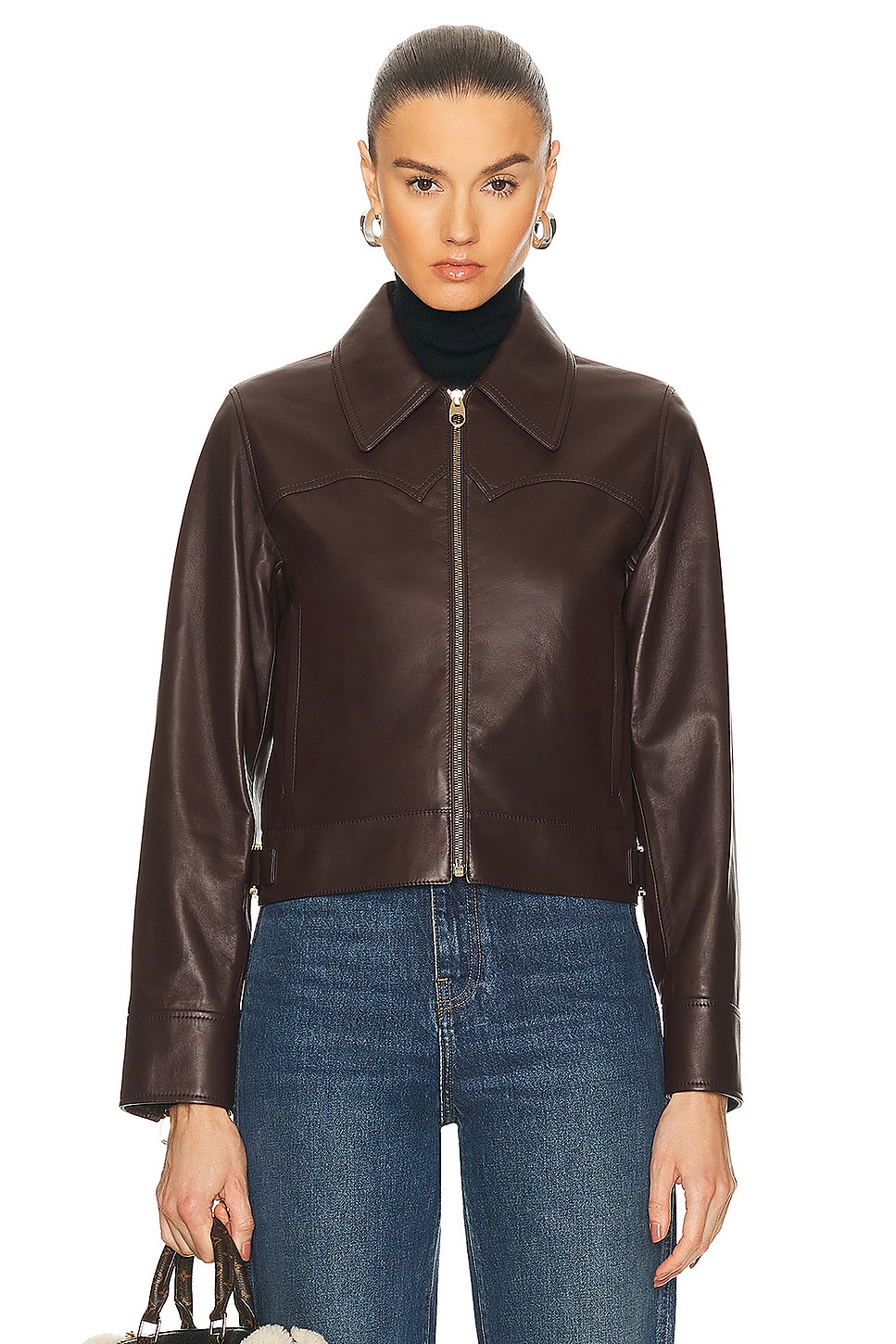 Image 1 of Chloe Leather Jacket in Kohl Brown