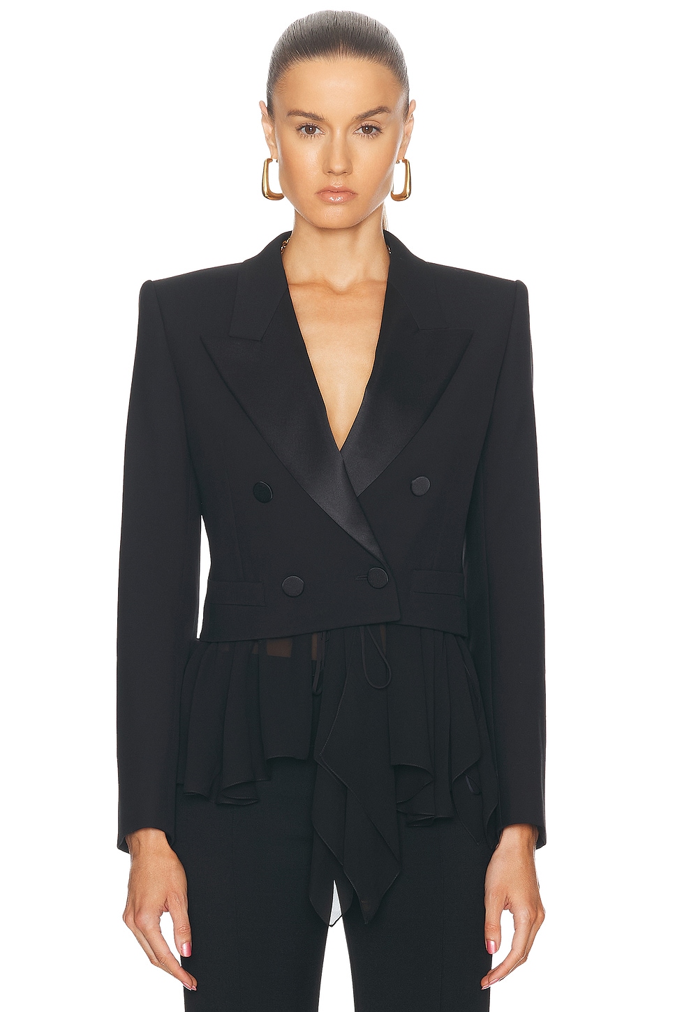 Image 1 of Chloe Wool Gabardine Cropped Blazer in Black