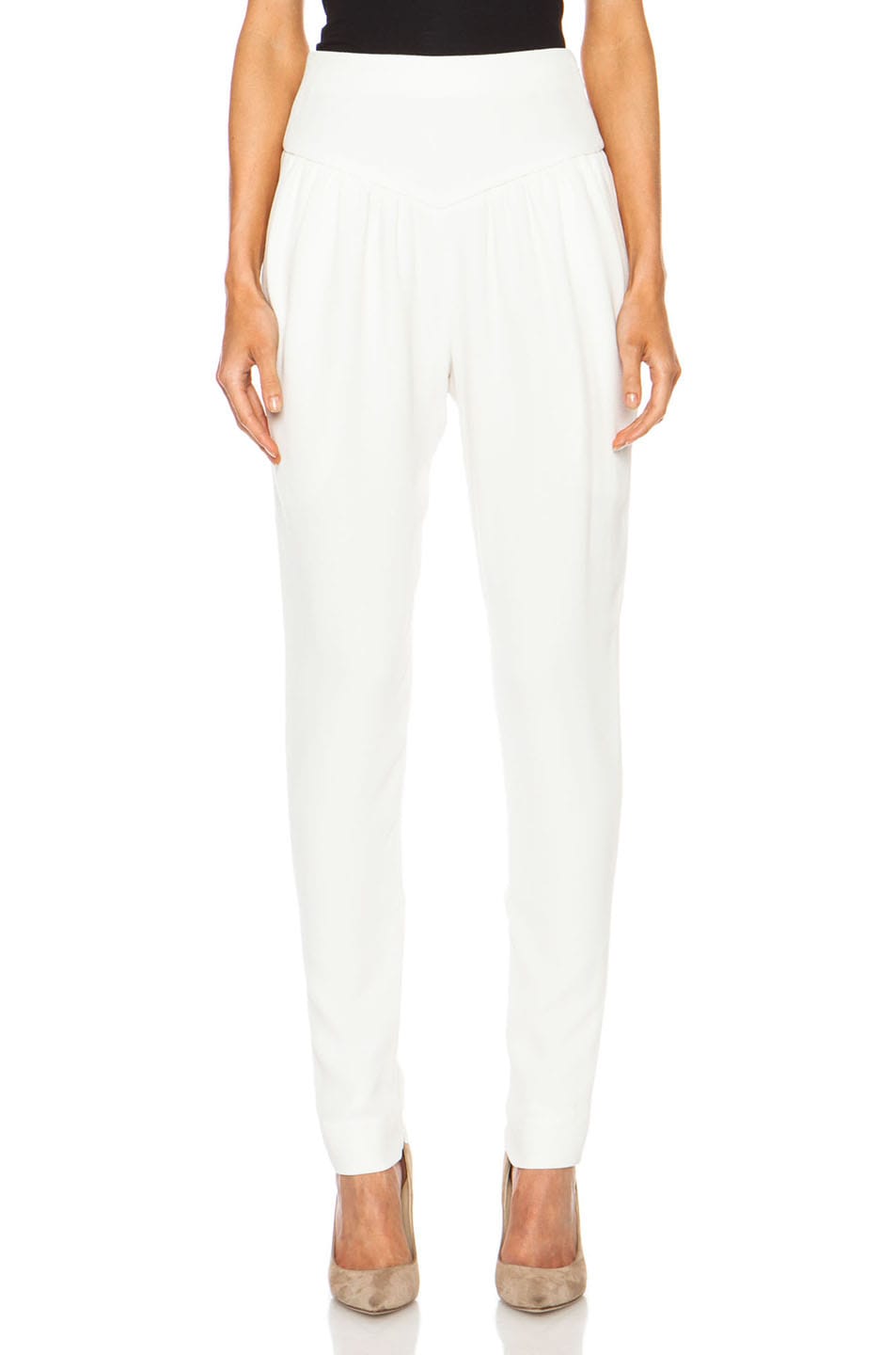 Image 1 of Chloe Grained Crepe Acetate-Blend Pants in Warm White