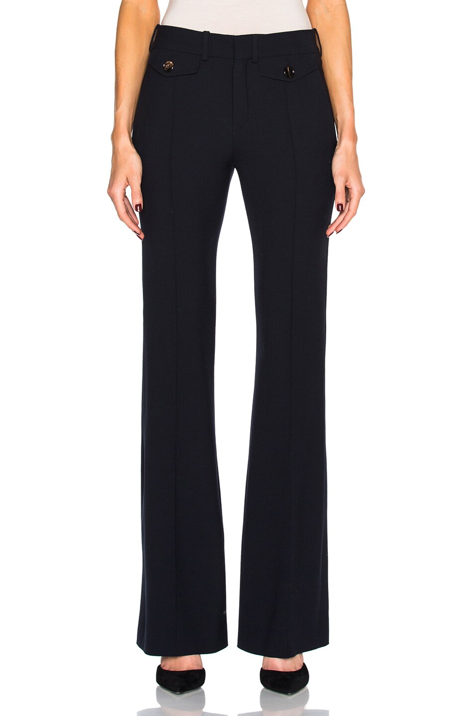 Image 1 of Chloe Stretch Wool Trousers in Navy