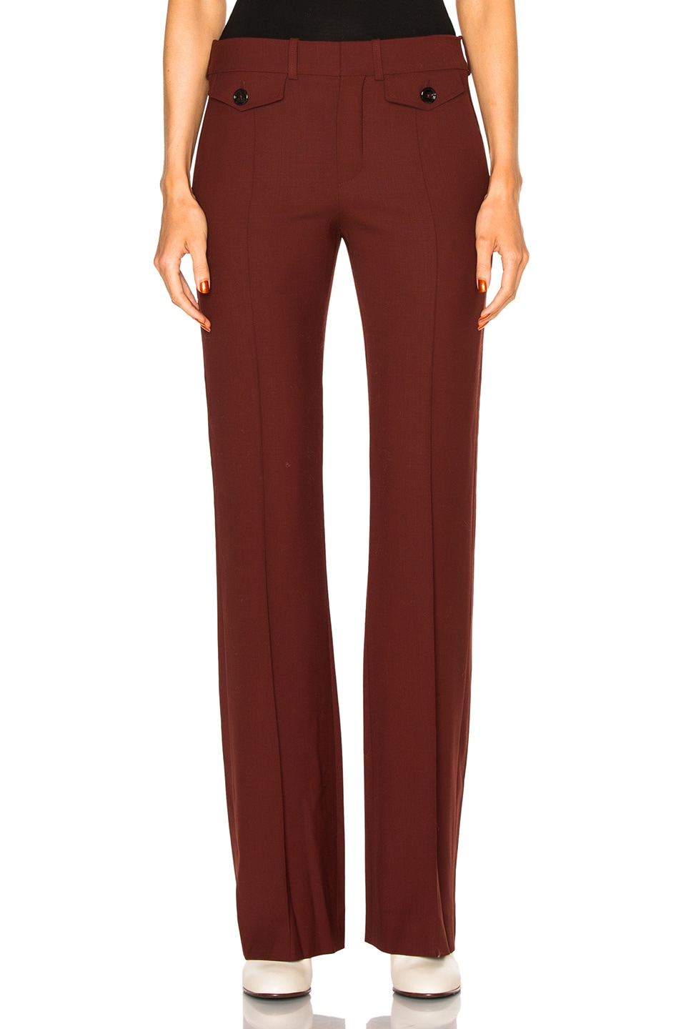 Image 1 of Chloe Stretch Wool Trousers in Burgundy
