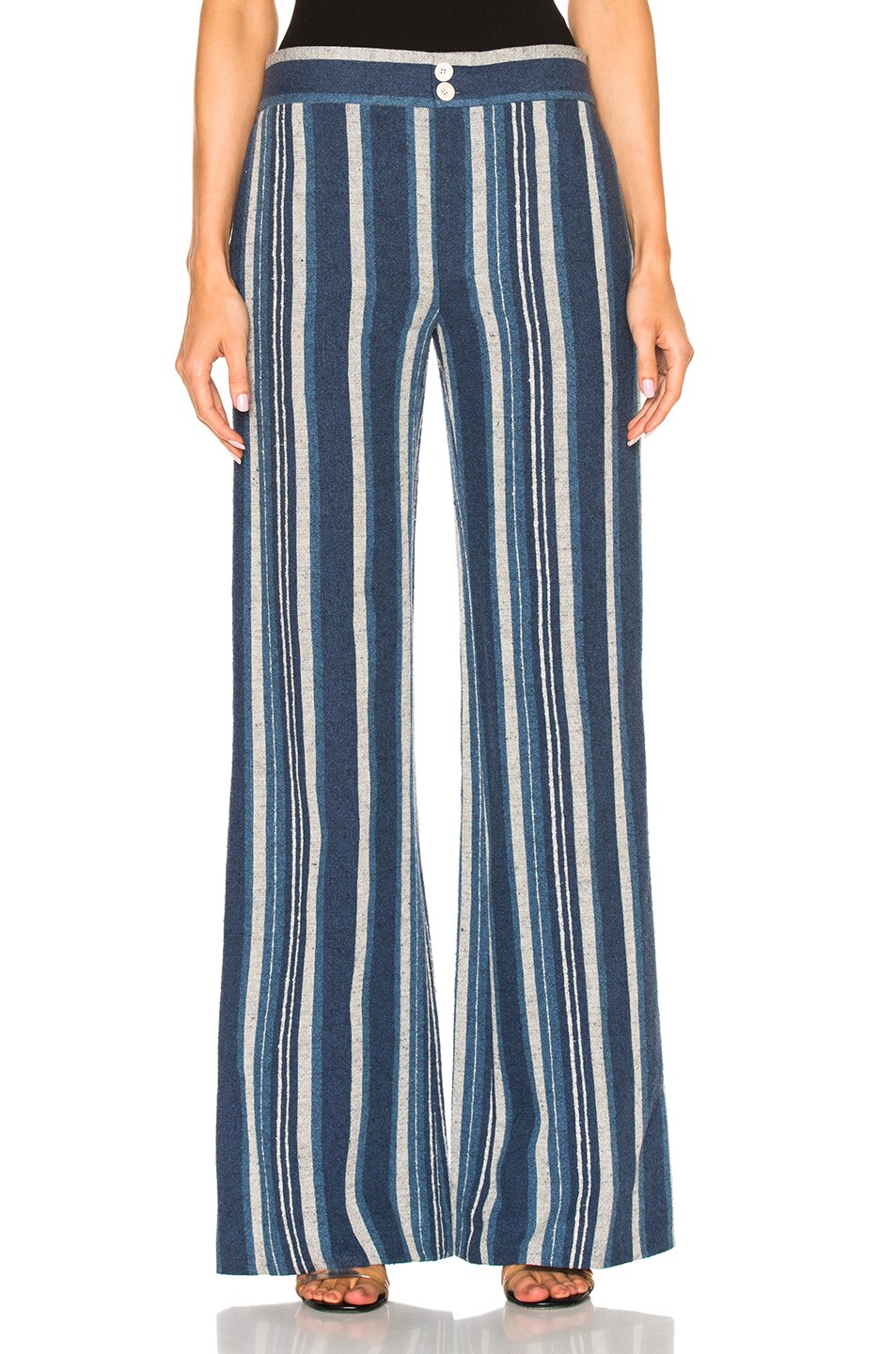 Image 1 of Chloe Striped Canvas Trousers in Raye Blue