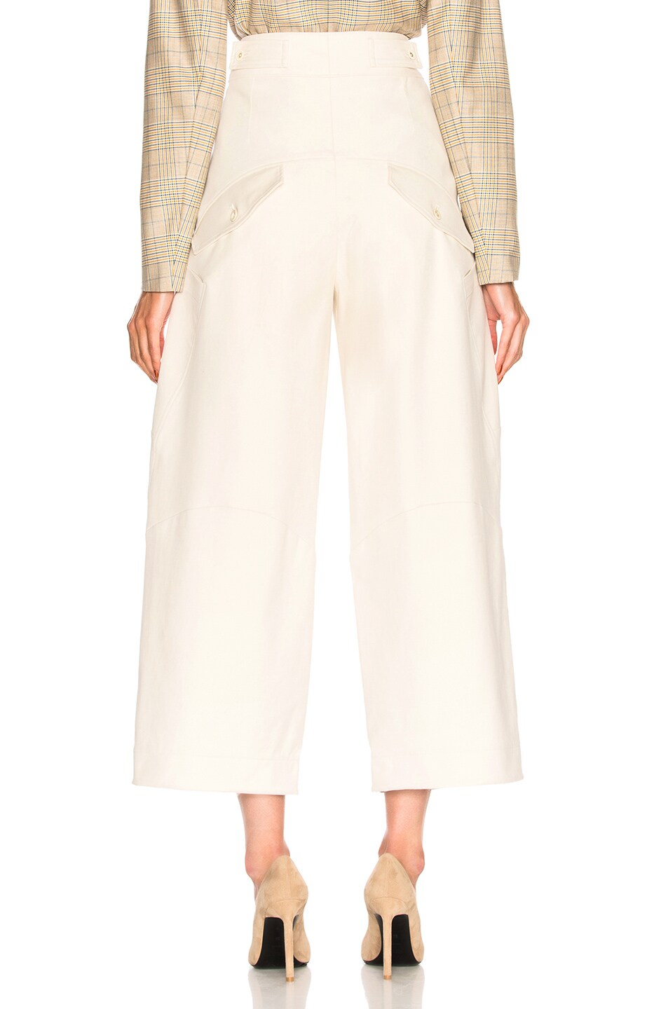 Chloe Stretch Cotton High Waisted Wide Leg Pants in Pristine White | FWRD