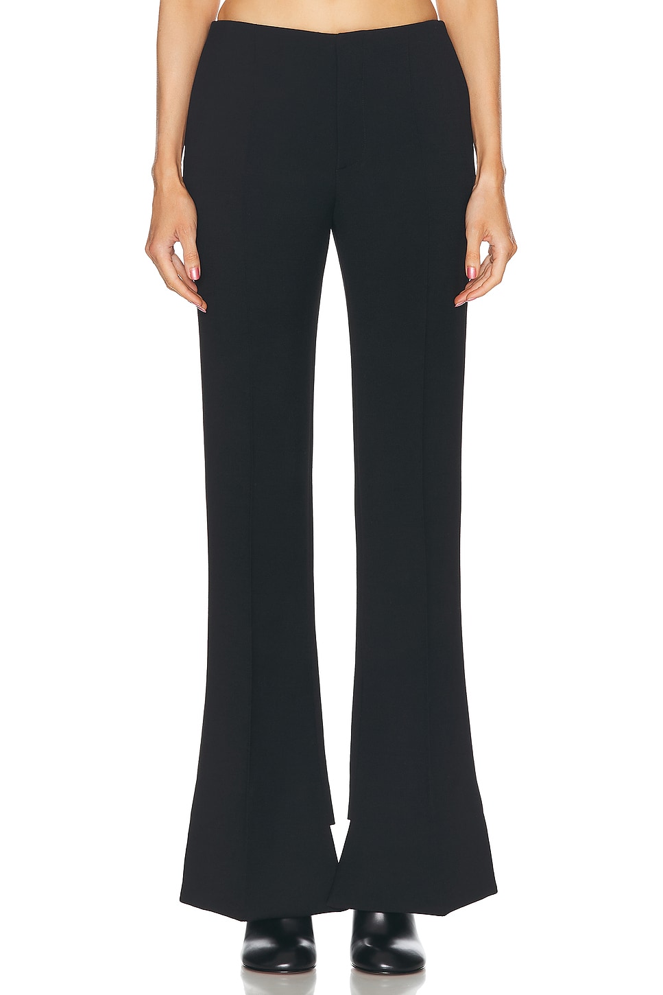 Image 1 of Chloe Wool Crepe Slim Trouser in Black