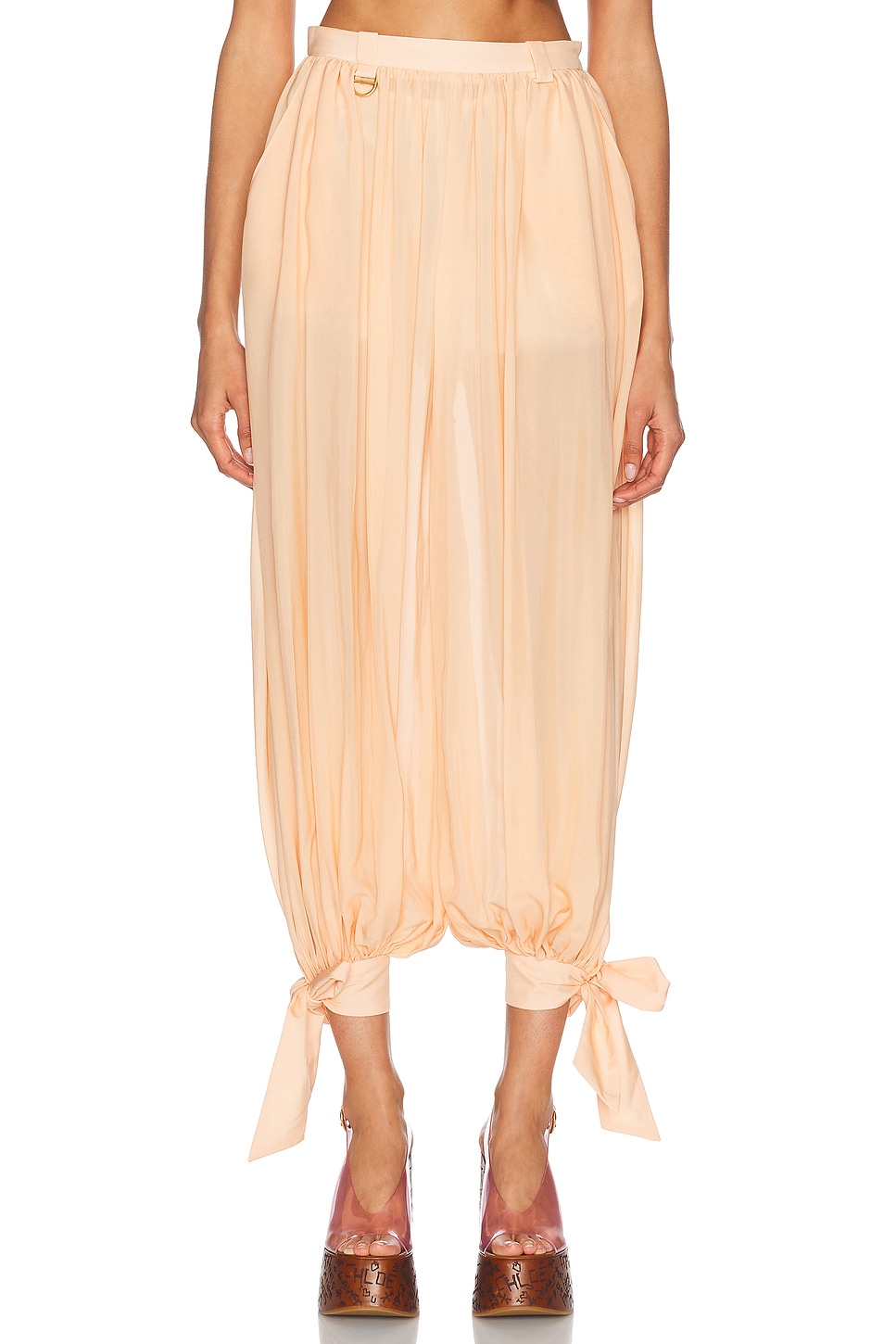 Ribbon Tied Trouser in Peach