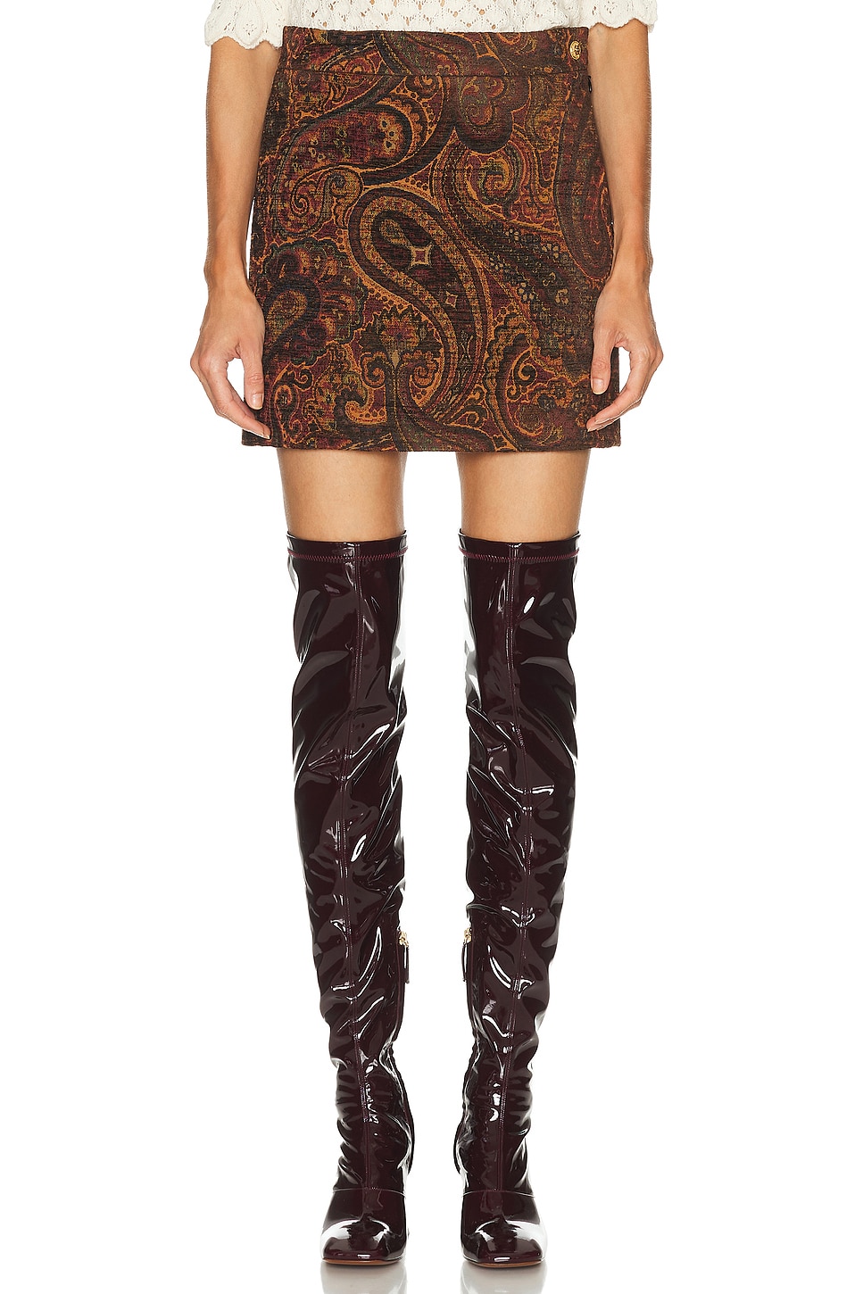 Wool Paisley Skirt in red
