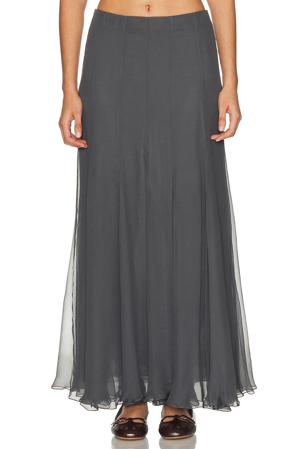 Image 1 of Chloe Sheer Maxi Skirt in Pearly Black