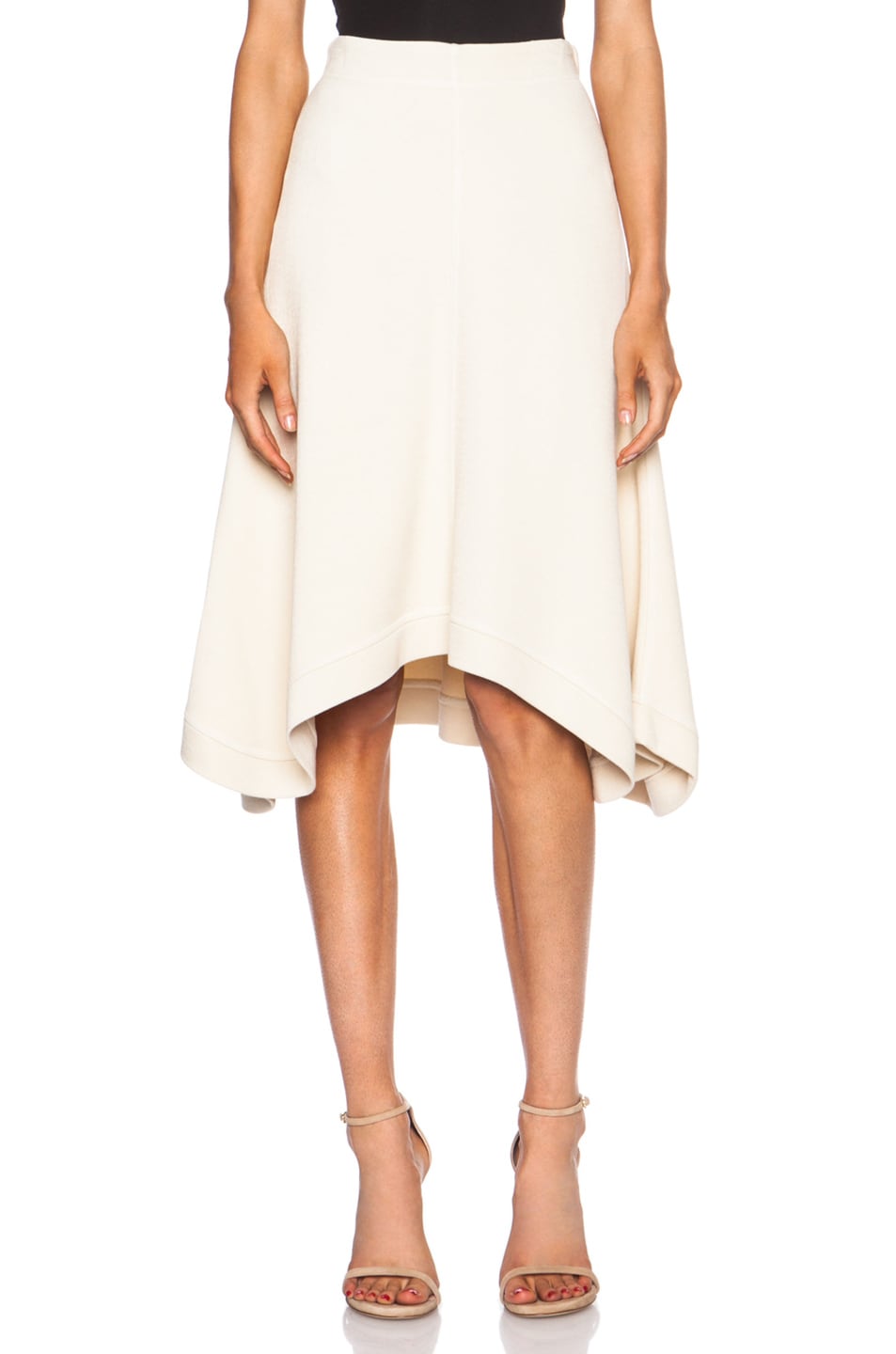 Chloe Double Viscose Jersey Asymmetric Skirt in Vanilla | FWRD