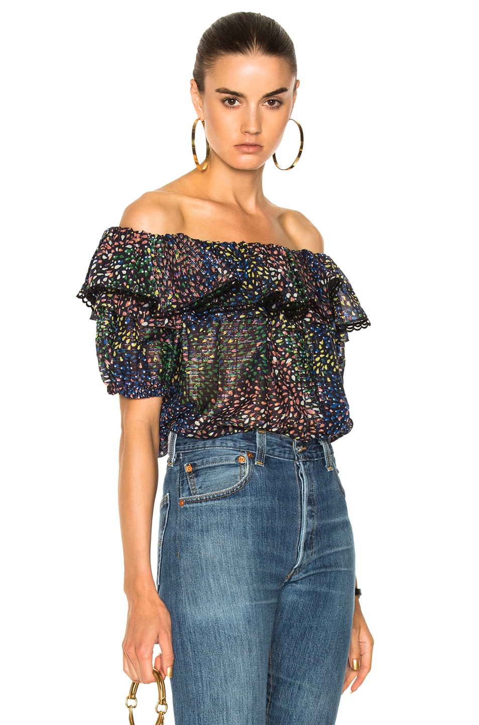 Image 1 of Chloe Firework Lurex Crepon Blouse in Iconic Navy