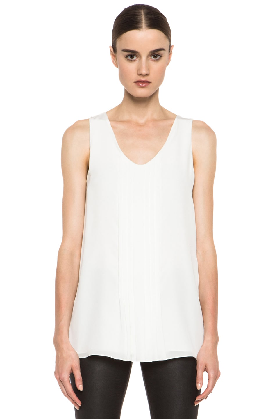 Image 1 of Chloe Pleated Tank in White