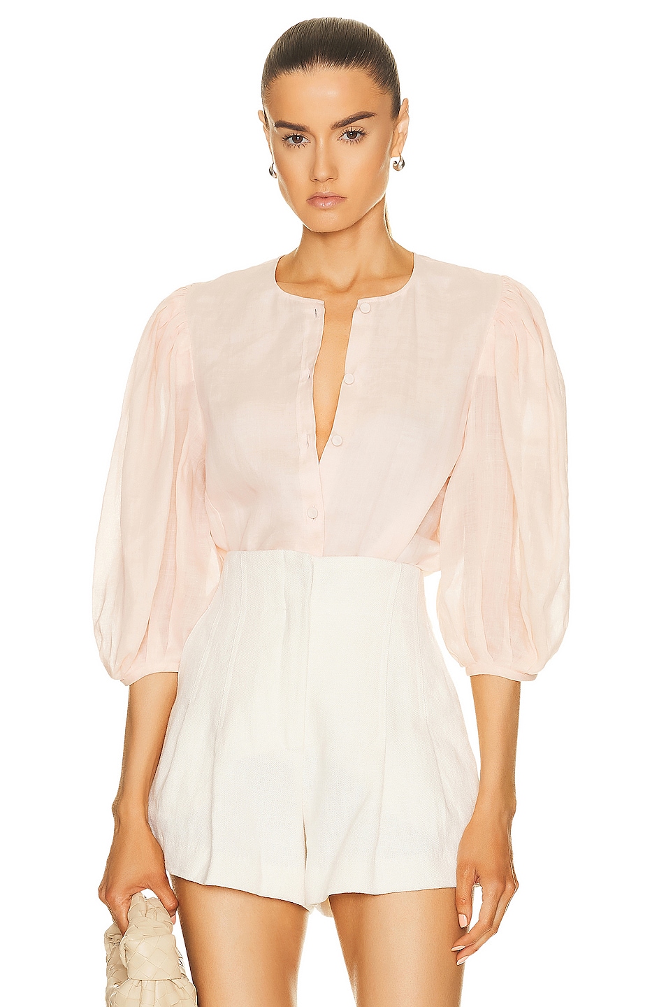 Image 1 of Chloe Chiffon Long Sleeve Blouse in Pansy Pink