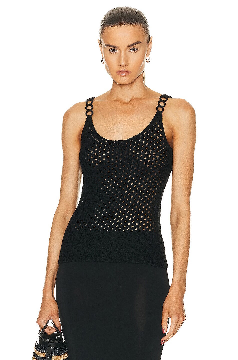 Image 1 of Chloe Crochet Tank in Black