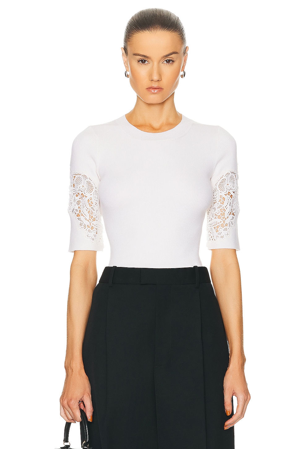 Image 1 of Chloe Compact Knit Top in Iconic Milk