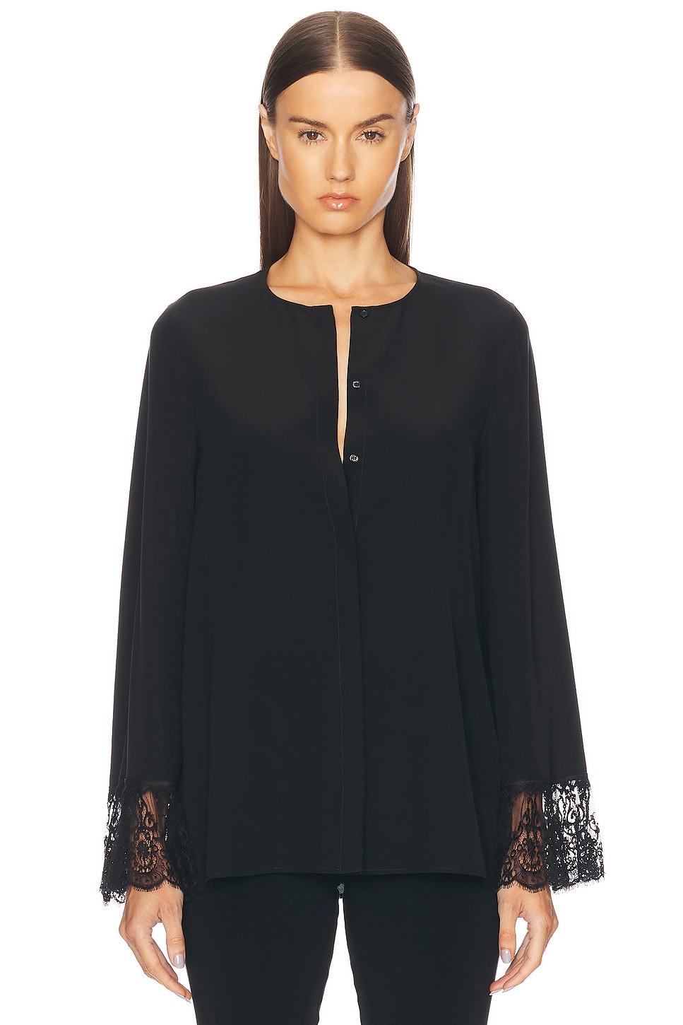 Image 1 of Chloe Lace Cuff Blouse in Black