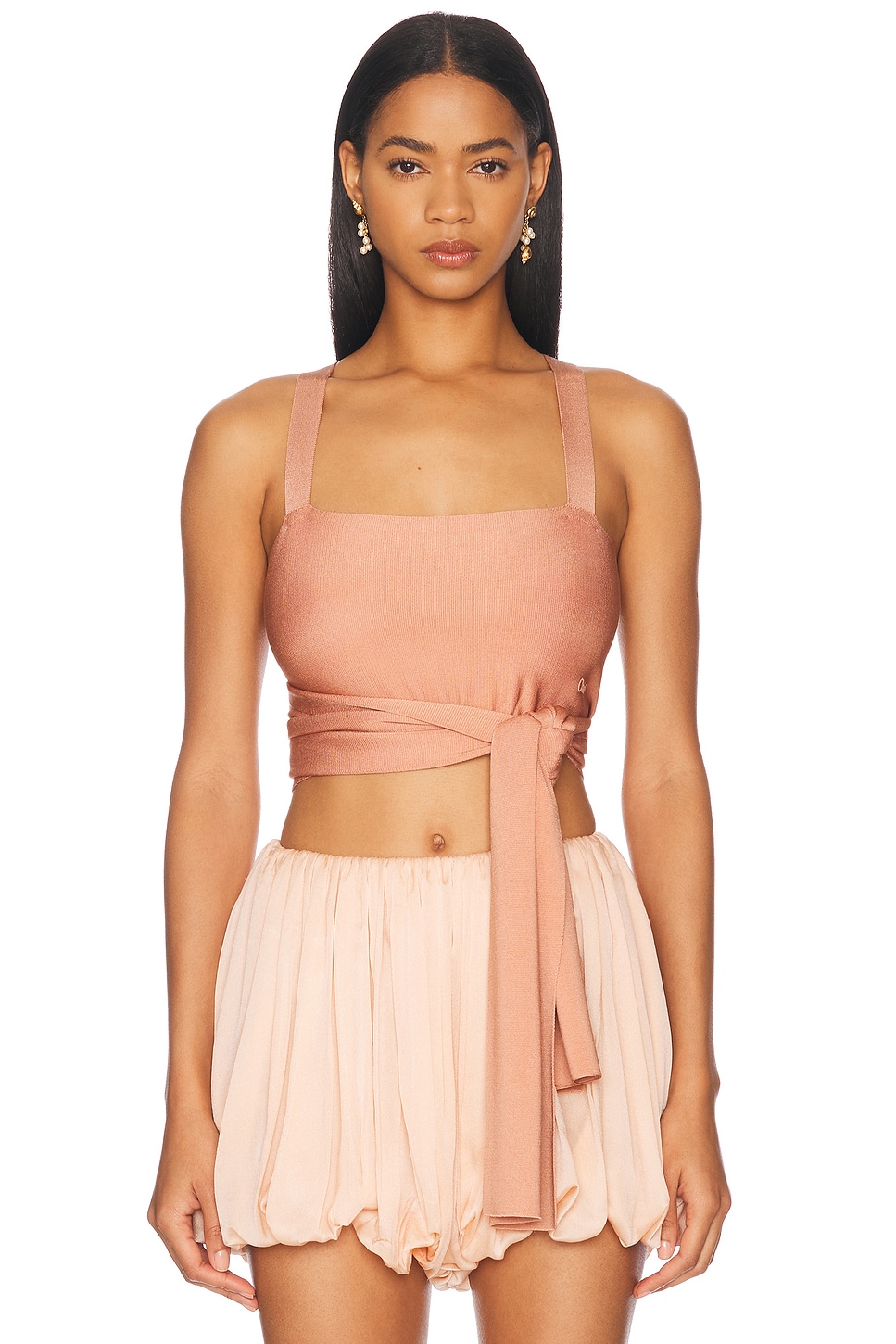 Chloé Front-tie Cropped Tank Top In Misty Coral