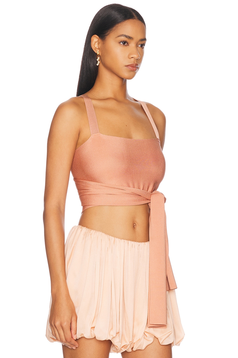 Chloé Front-tie Cropped Tank Top In Misty Coral