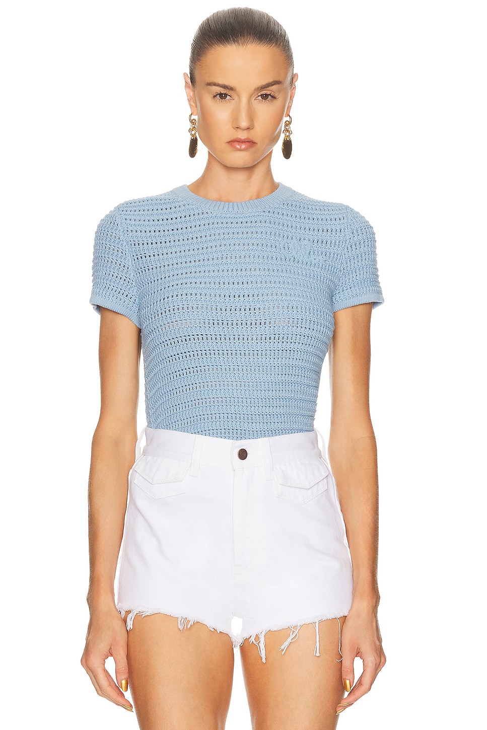 Chloé Crochet Knit Short Sleeve Top