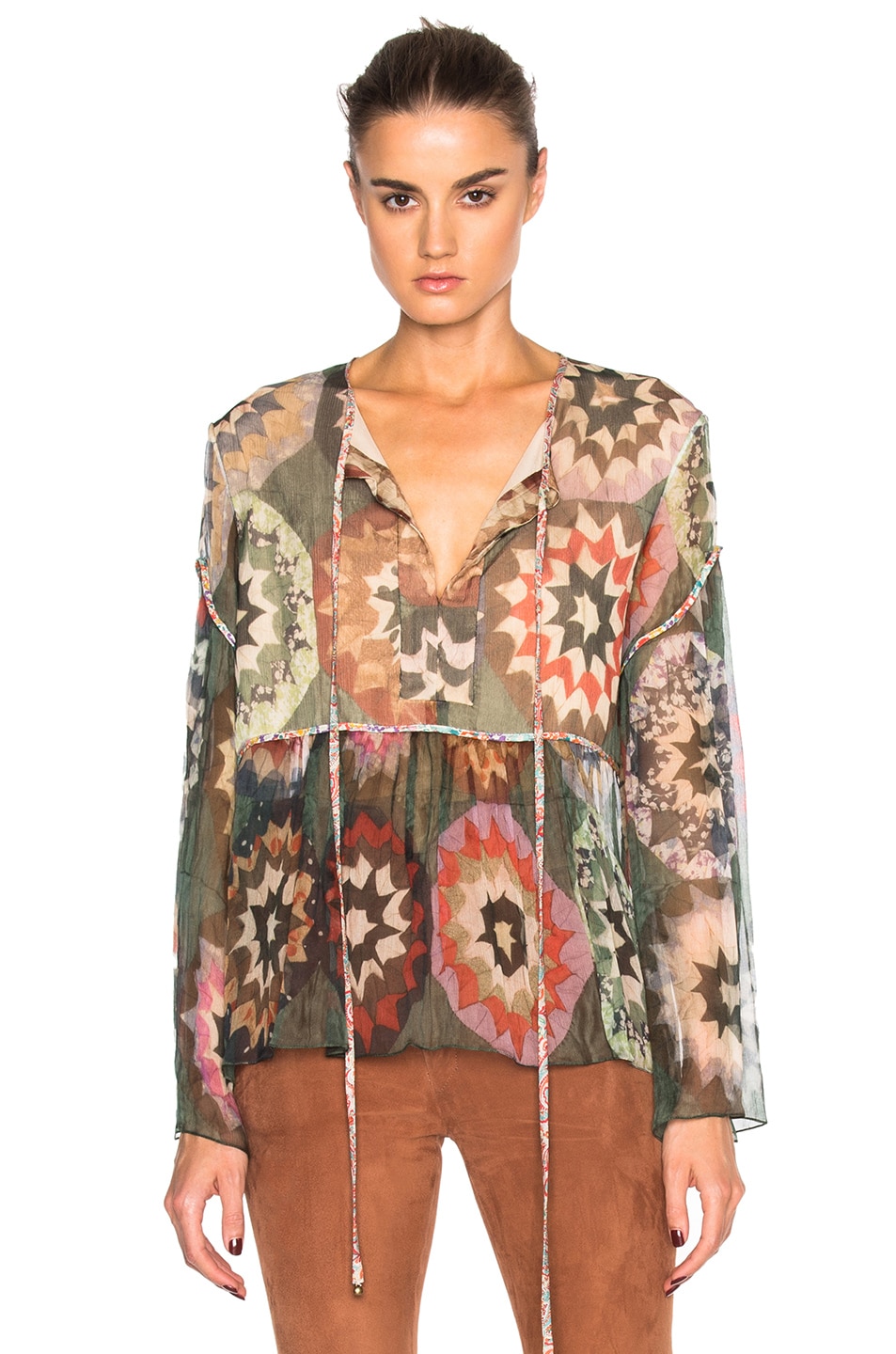 Image 1 of Chloe Rosace Patchwork Top in Green & Multi