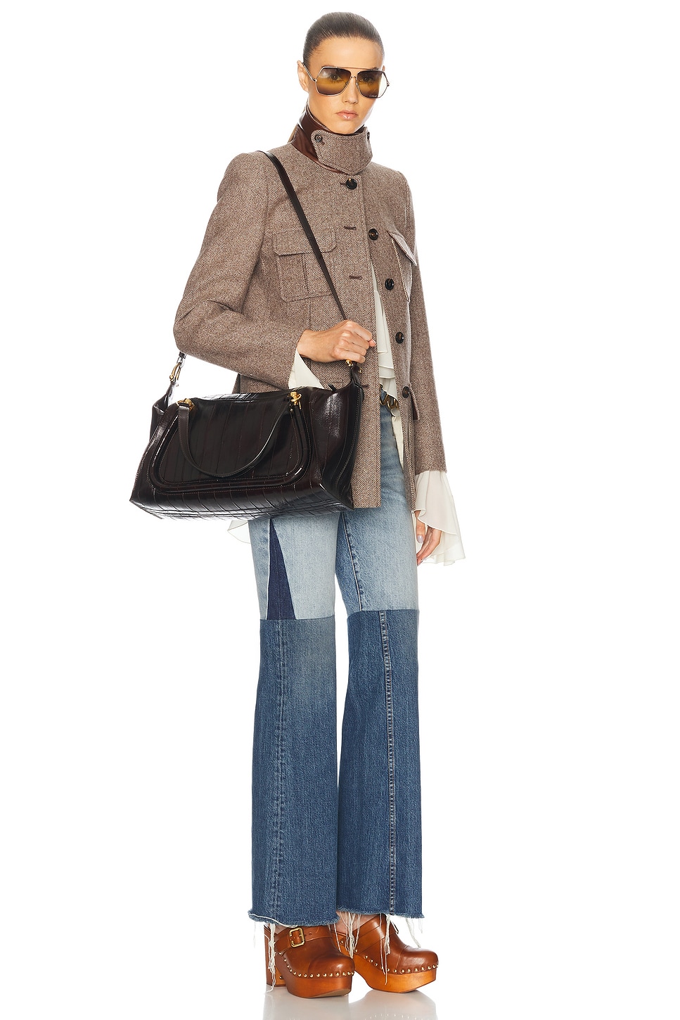 Chloé Partay 24 Shoulder Bag In Kohl Brown