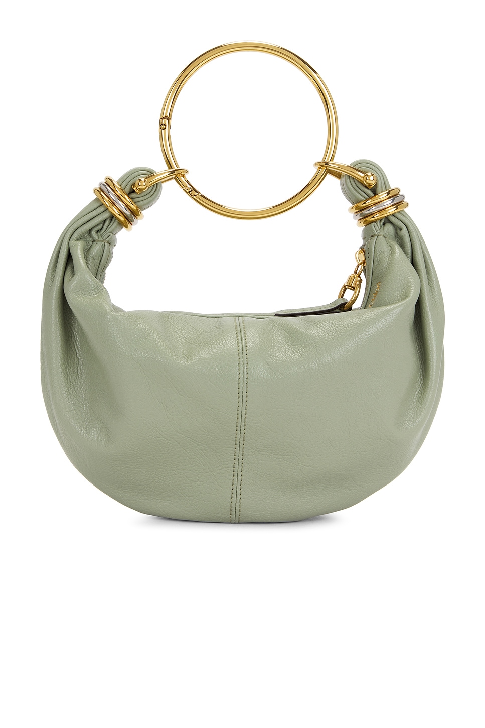 Chloé Bracelet Leather Shoulder Bag In Seagrass