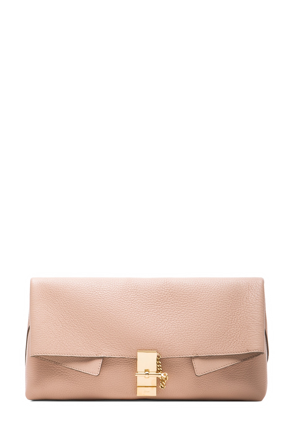Image 1 of Chloe Leather Drew Clutch in Cement Pink