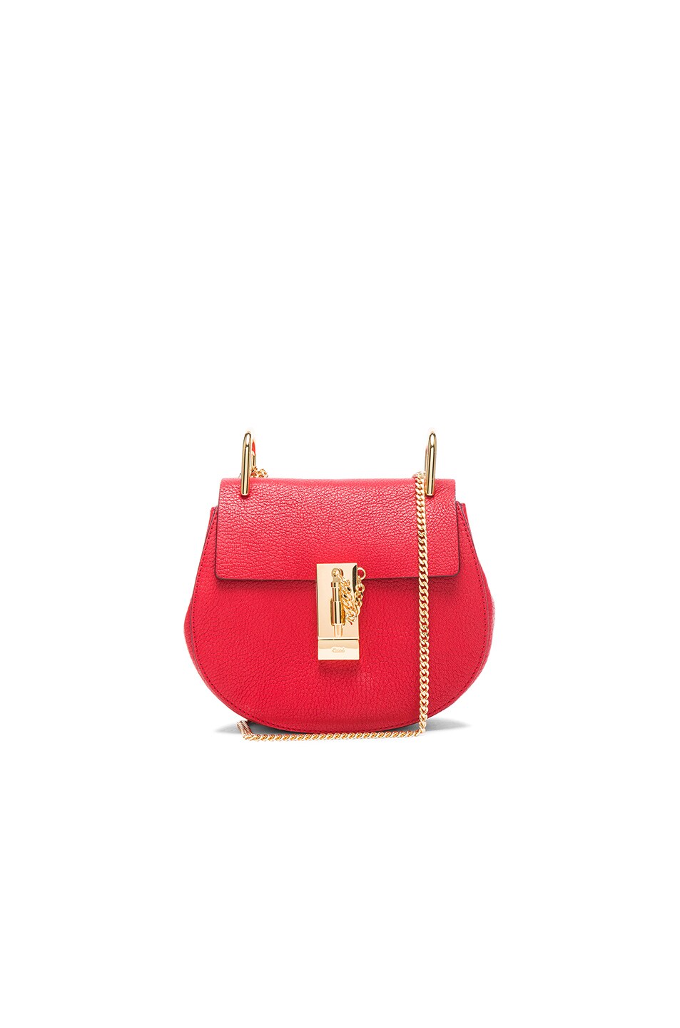 Image 1 of Chloe Drew Mini Leather Shoulder Bag in Plaid Red