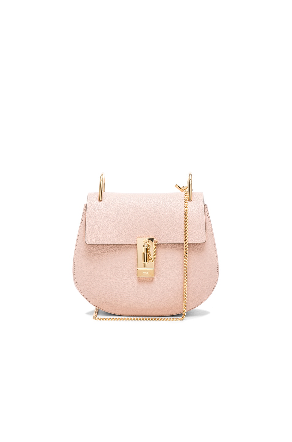 Image 1 of Chloe Small Drew Grained Leather Shoulder Bag in Cement Pink