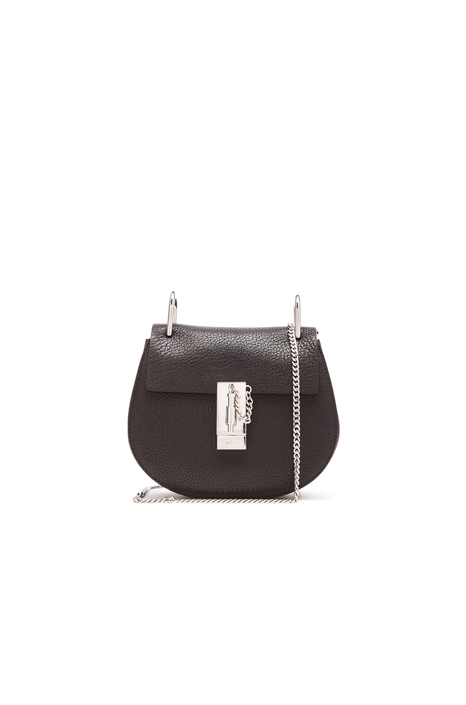 Image 1 of Chloe Mini Drew Grain Leather & Calfskin Bag in Black