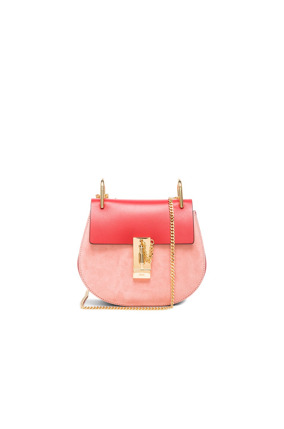 Image 1 of Chloe Mini Drew Leather & Suede Bag in Dusky Red