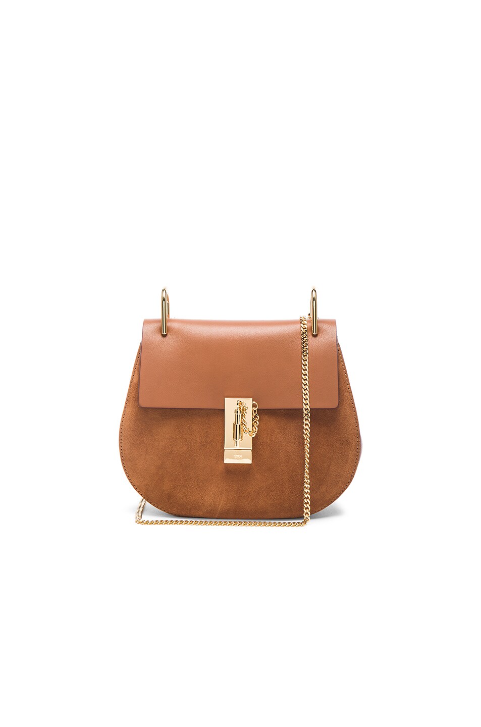 Image 1 of Chloe Small Calfskin & Suede Drew Bag in Caramello