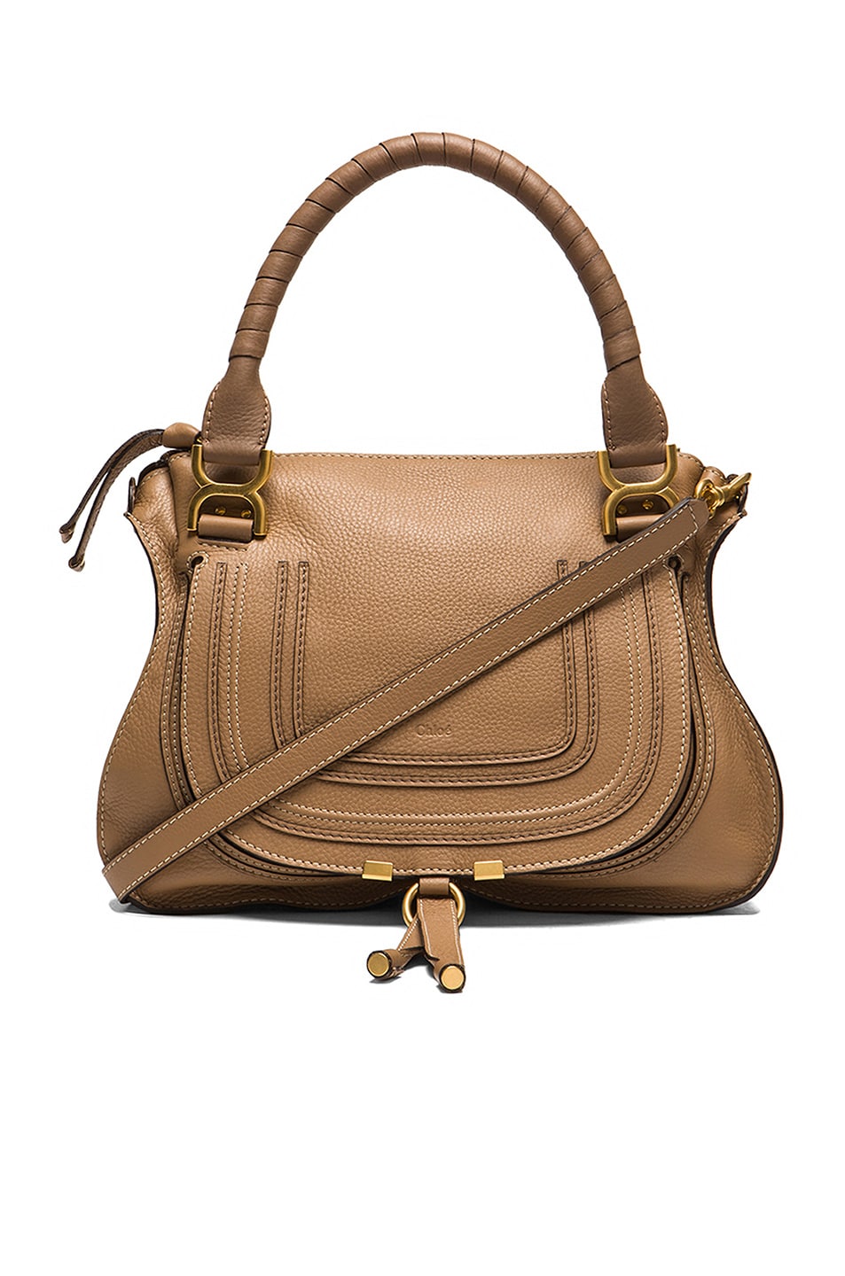 Image 1 of Chloe Small Marcie Grained Leather Satchel in Nut