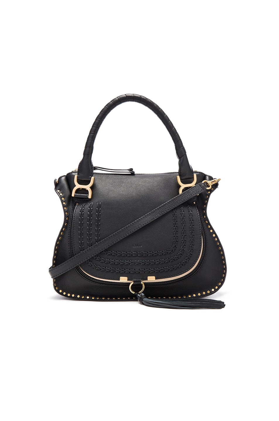 Image 1 of Chloe Medium Braided Leather Marci Bag in Black
