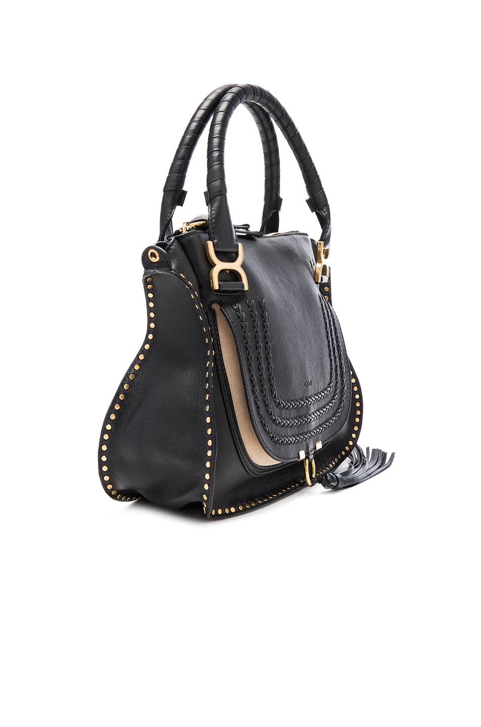 Chloe Medium Braided Leather Marci Bag in Black | FWRD